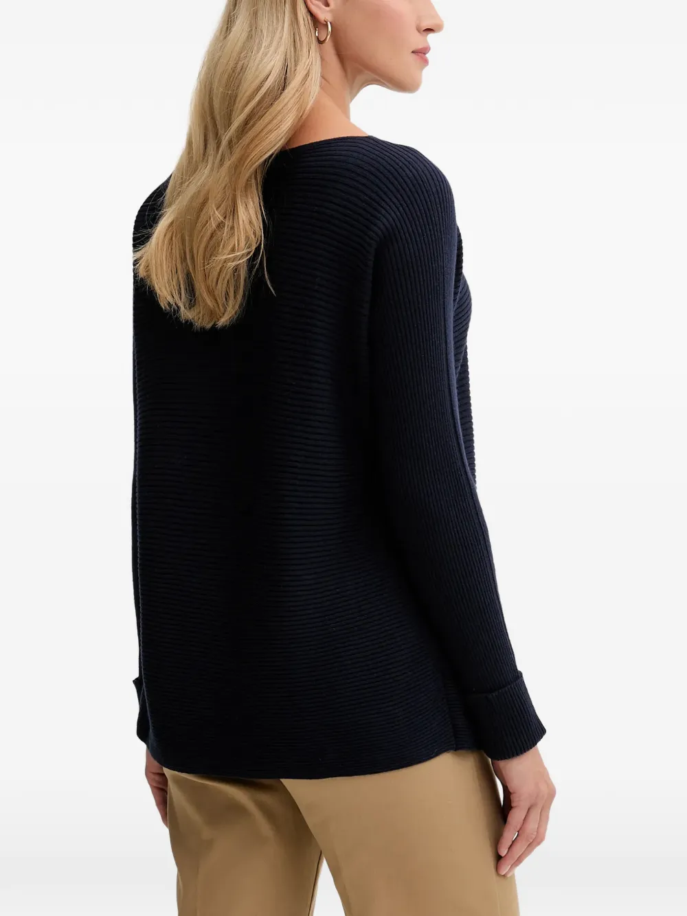 Benetton boat-neck ribbed sweater Blauw