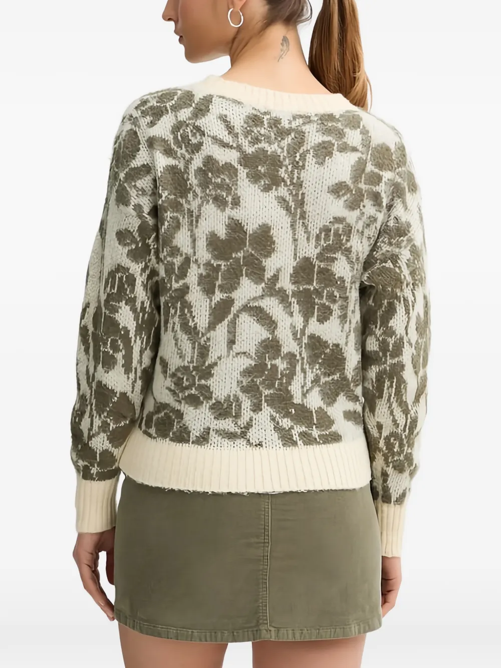  Benetton Pull à Fleurs - Tons Neutres 