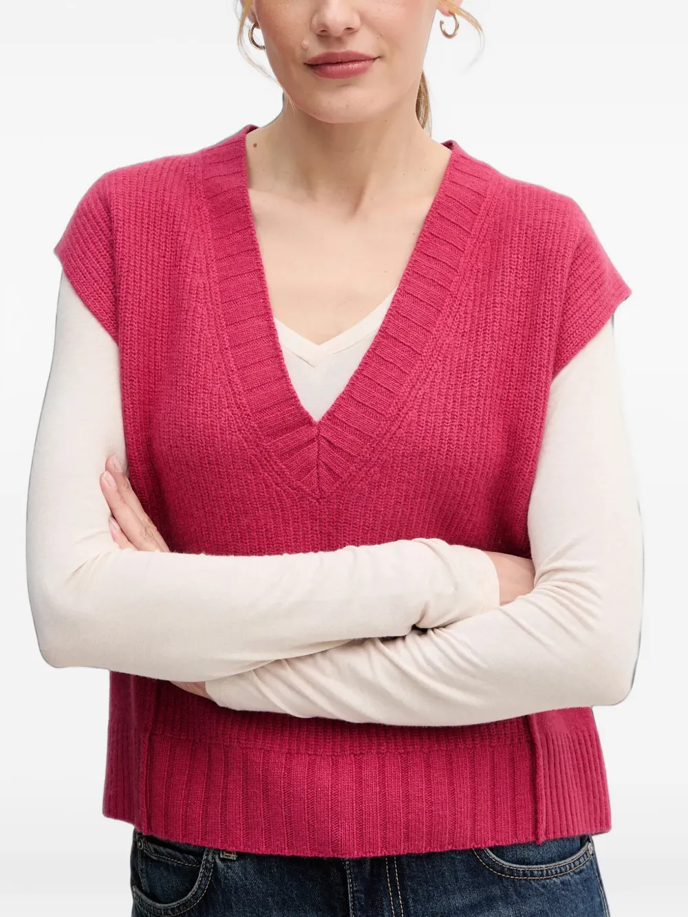 Benetton Trui met V-hals Roze