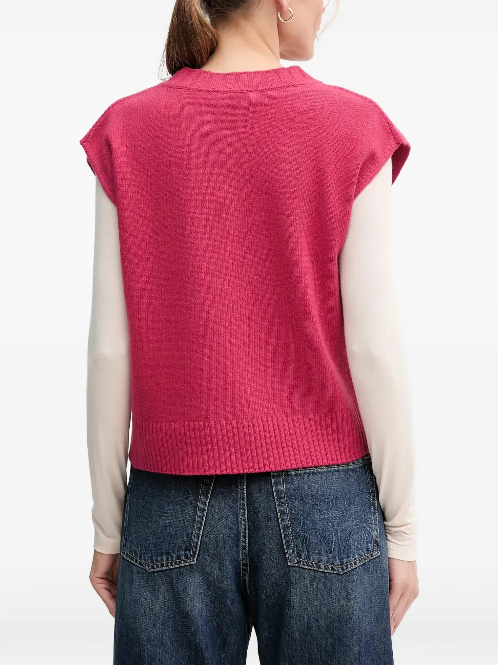 Benetton Trui met V-hals Roze