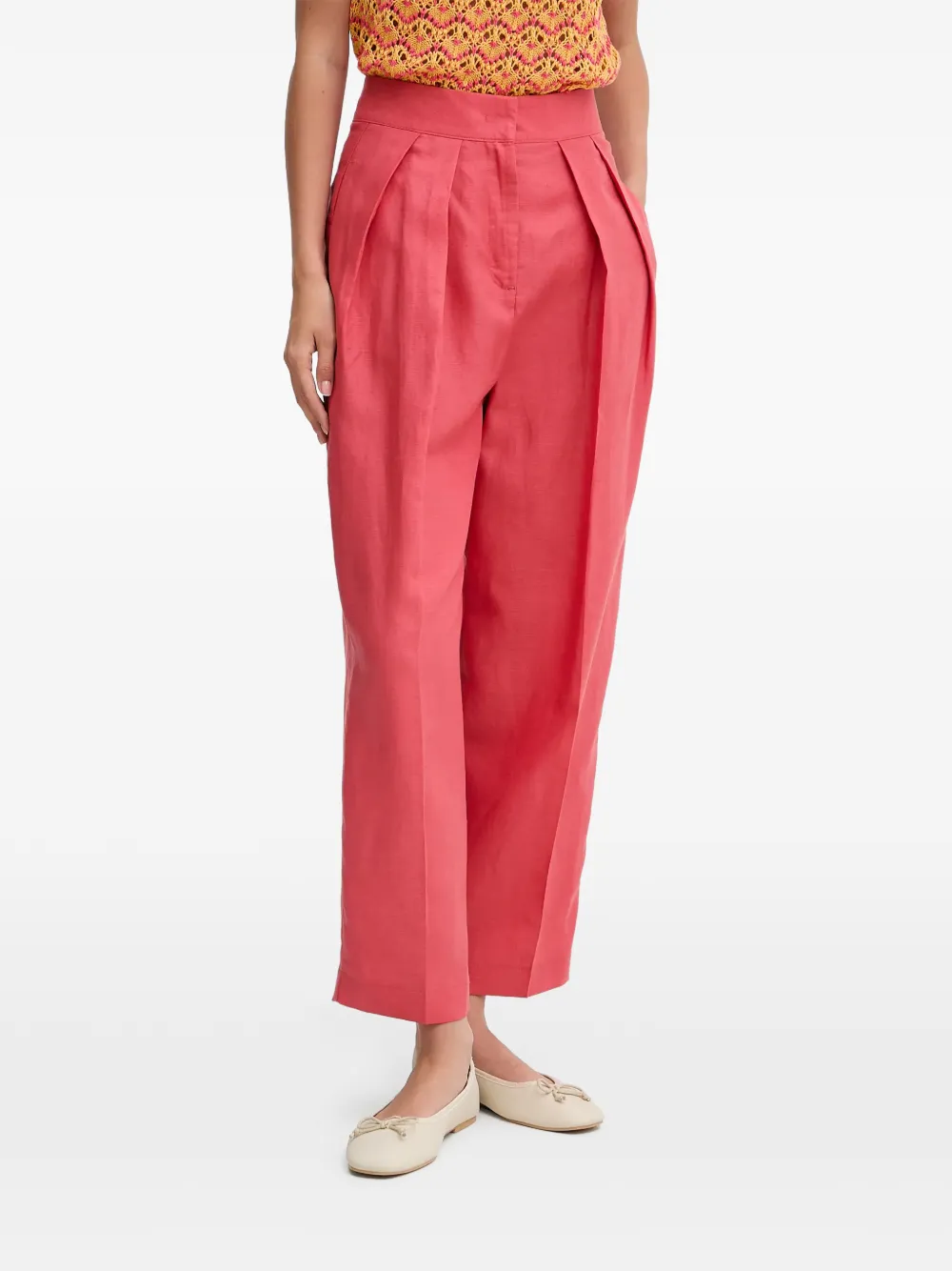 Benetton pantalon plissé à coupe courte - Rose