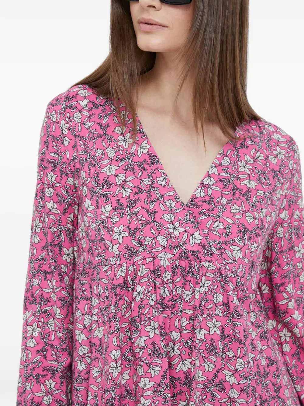 Benetton Jurk met bloemenprint en V-hals Roze
