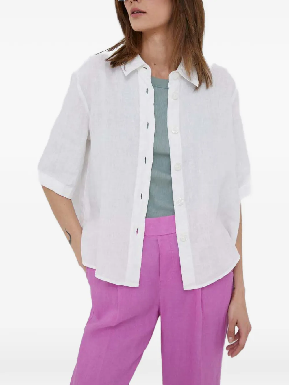 Benetton Buttoned Shirt In Silver