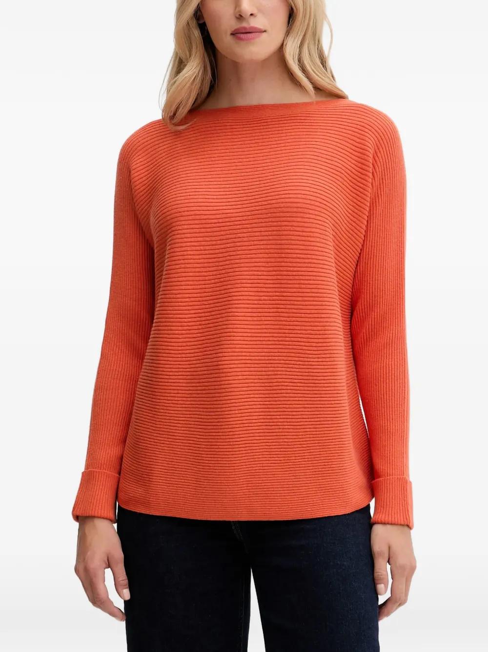 Benetton ribbed-knit boat-neck sweater - Arancione