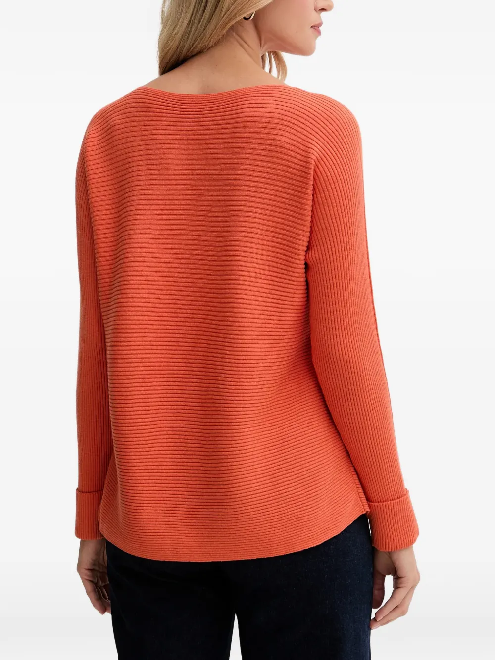 Benetton Ribgebreide trui met boothals Oranje