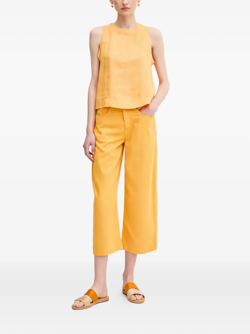 Benetton Cropped broek Geel