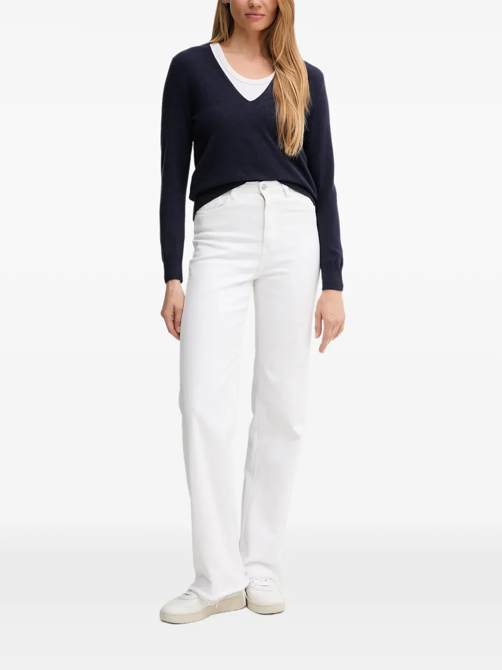 Benetton Trui met V-hals Blauw