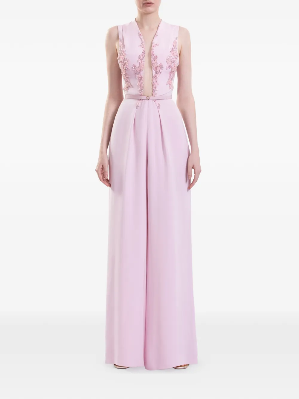 Saiid Kobeisy Verfraaide crêpe jumpsuit Roze