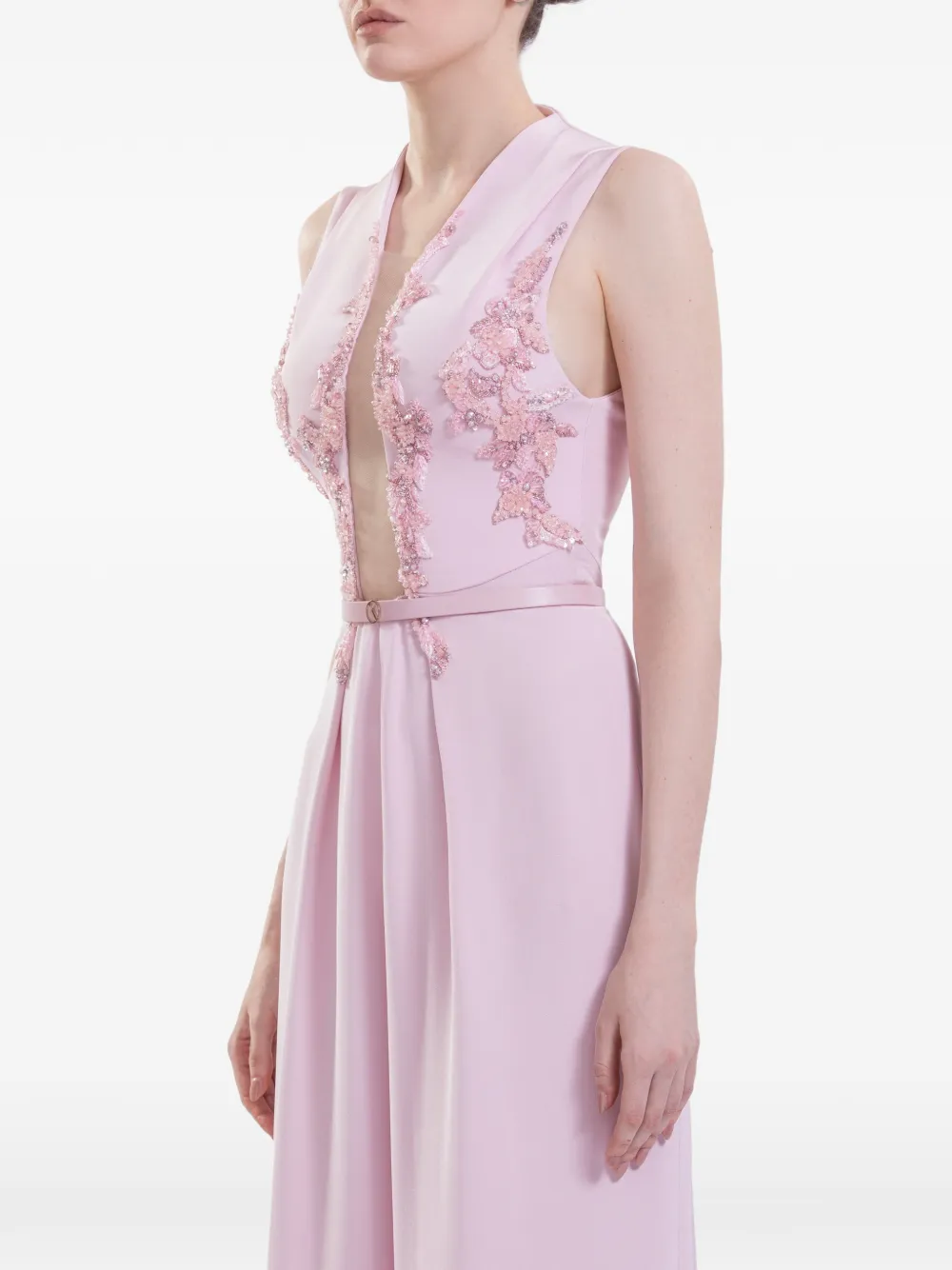 Saiid Kobeisy Verfraaide crêpe jumpsuit Roze