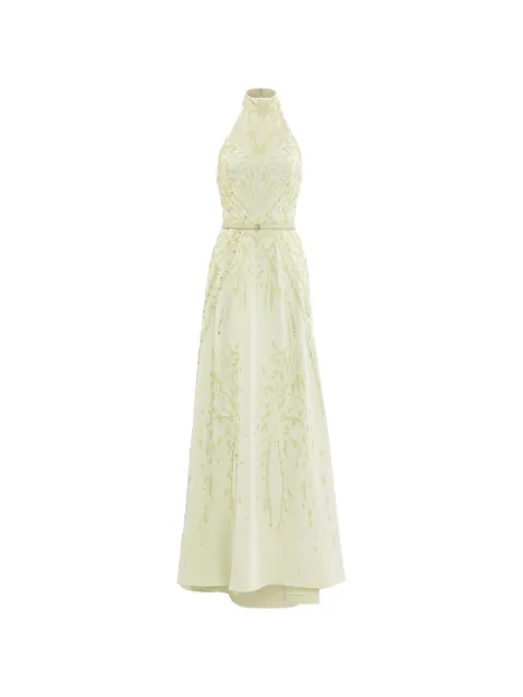 Saiid Kobeisy vestido largo bordado con cuello halter