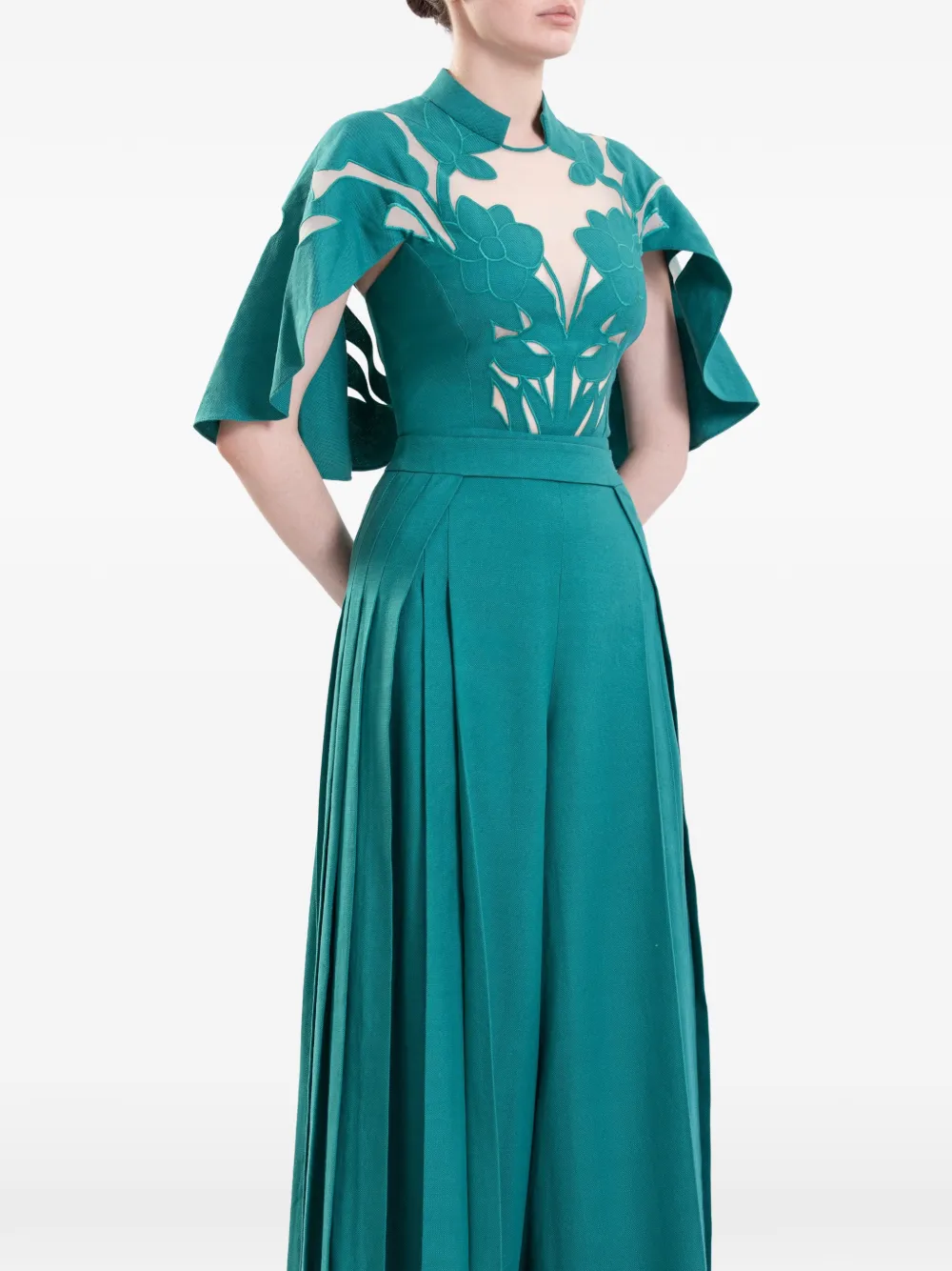 Saiid Kobeisy Linnen jumpsuit met uitgesneden details Blauw