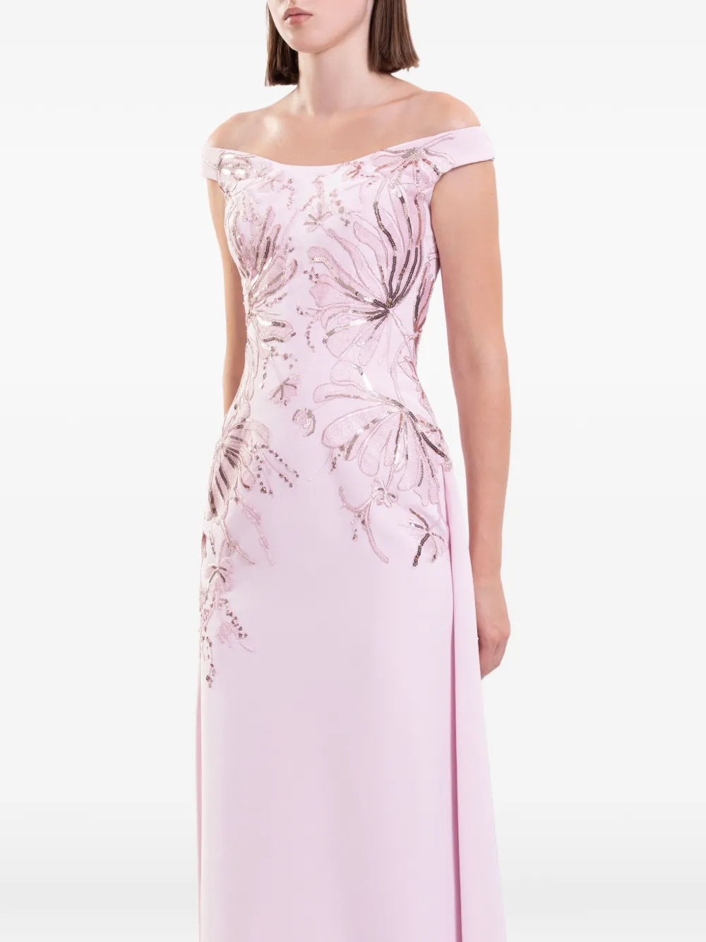 Saiid Kobeisy Verfraaide off-shoulder midi-jurk Roze