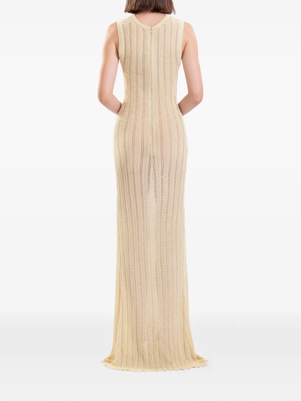 Saiid Kobeisy Gebreide maxi-jurk met bloemenprint Beige