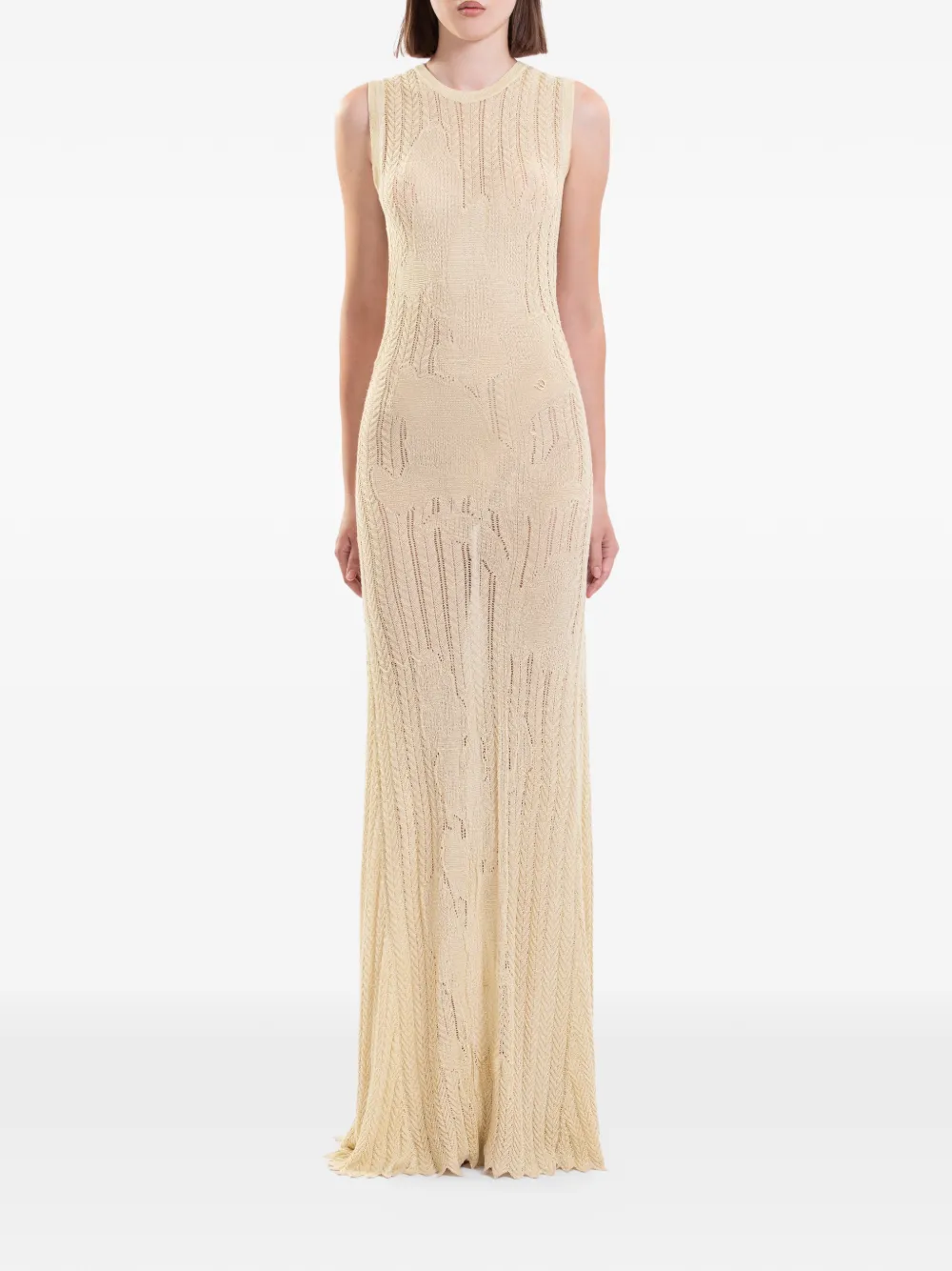 Saiid Kobeisy Gebreide maxi-jurk met bloemenprint Beige