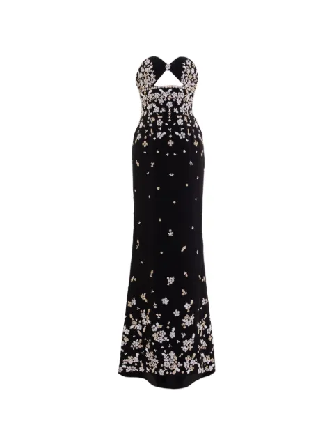 Saiid Kobeisy strapless embroidered crepe maxi dress