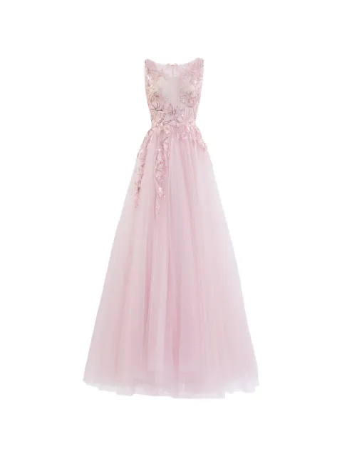 Saiid Kobeisy embroidered gathered tulle maxi dress