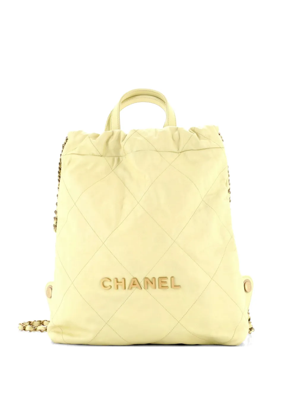 CHANEL Pre-Owned 22 Chain Quilted Calfskin Medium backpack - Giallo