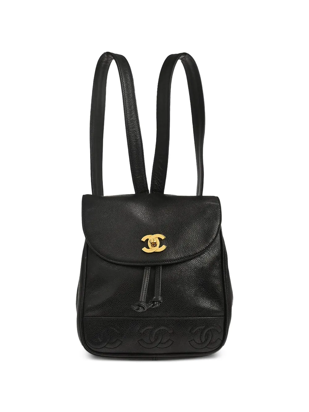 CHANEL Pre-Owned 1997 triple cc leather backpack - Black