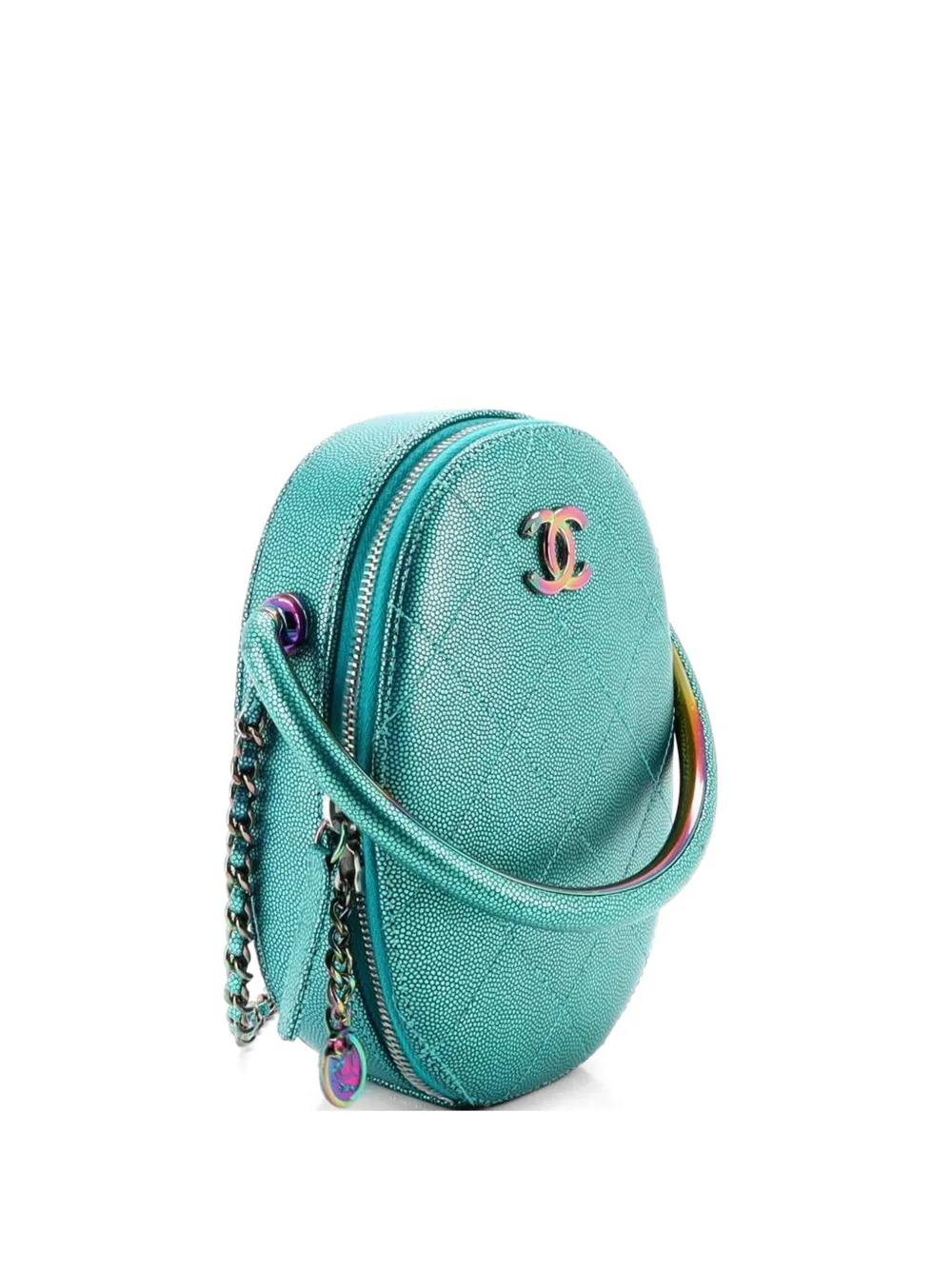 CHANEL Pre-Owned Top Handle Oval Vanity Case with Chain Quilted Iridescent Caviar with Gradient Hardware crossbody bag - Blu