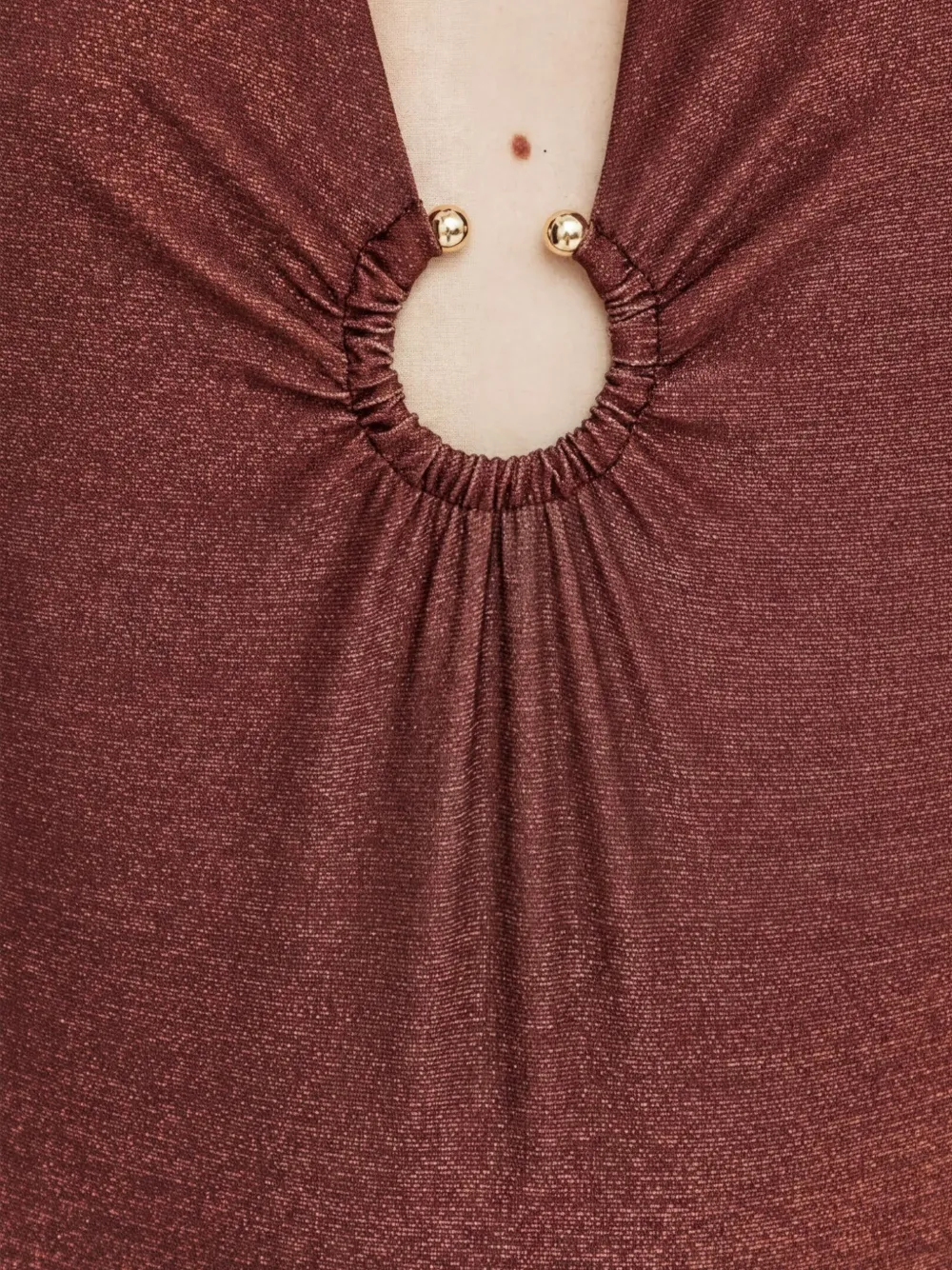GUESS USA ring-detail halterneck swimsuit Bruin