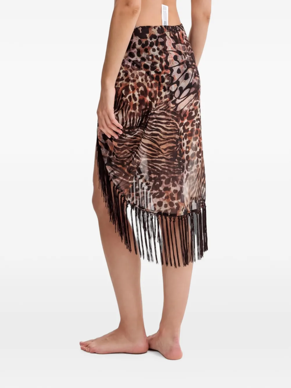 GUESS USA animal-print fringed pareo Bruin