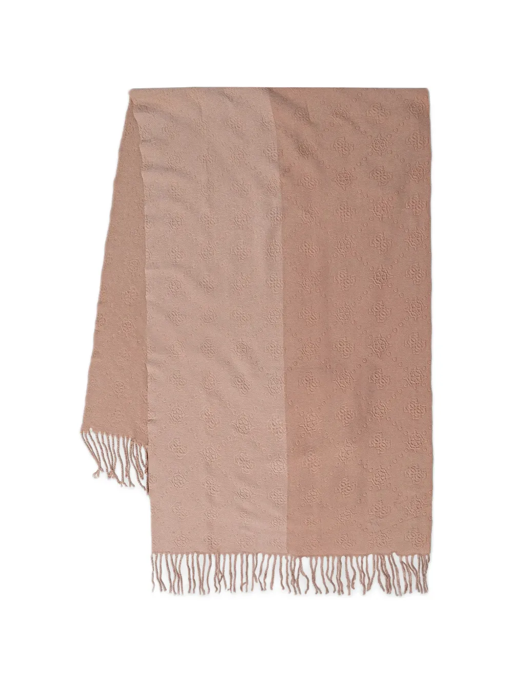 GUESS USA logo-jacquard fringed scarf - Nude