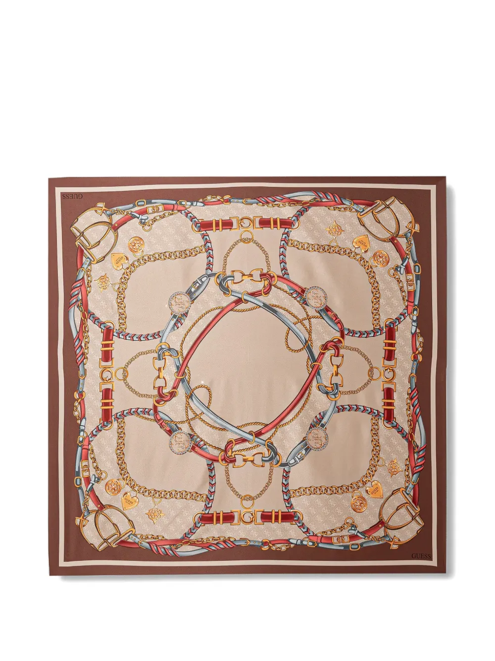 GUESS USA chain-print scarf - Marrone