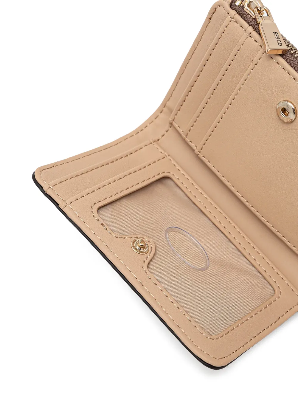 GUESS USA Portemonnee met monogramprint en logoplakkaat Bruin