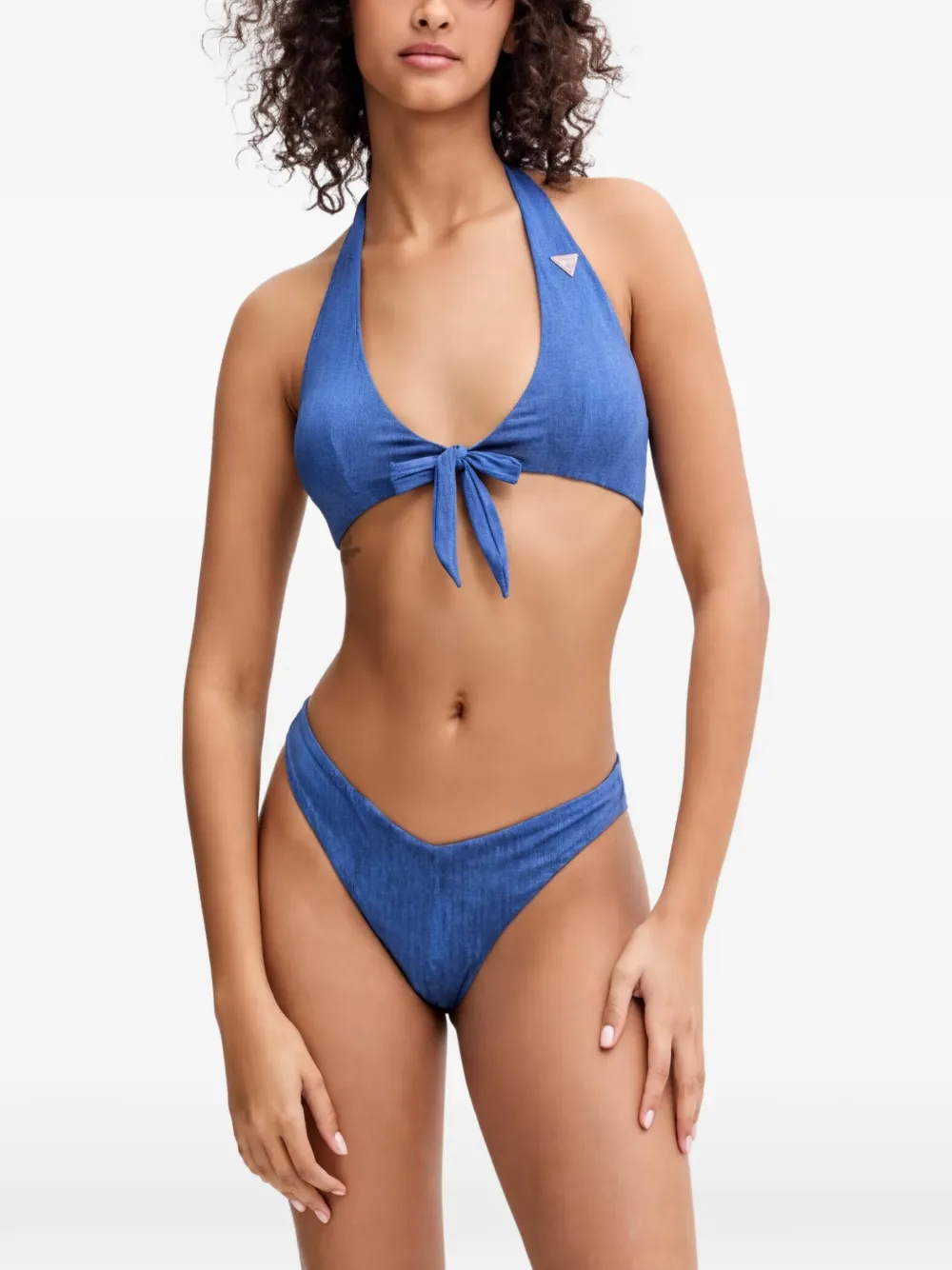 GUESS USA Halterbikinitop met logoplakkaat Blauw