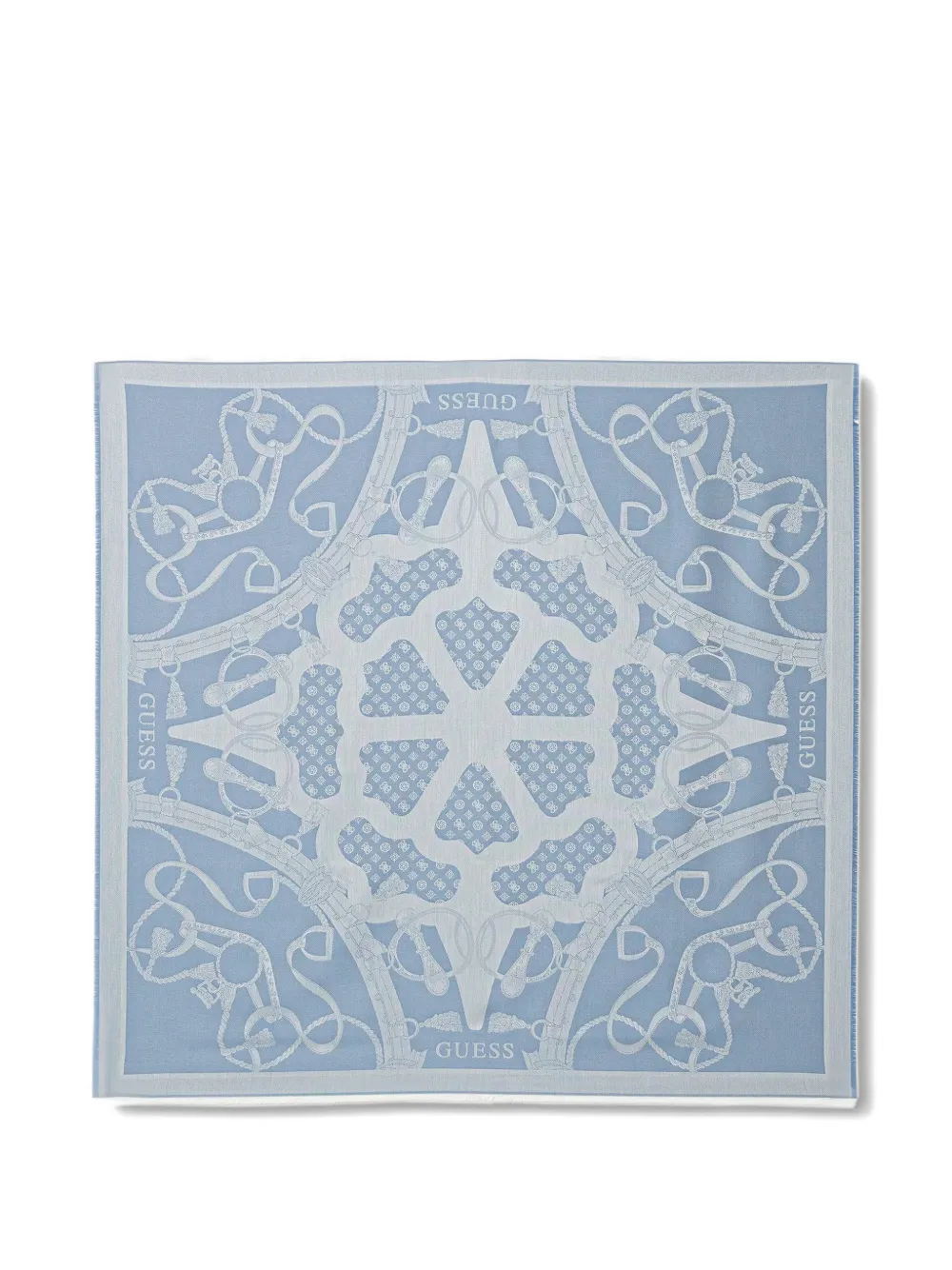 GUESS USA fringed-hem patterned scarf - Blu