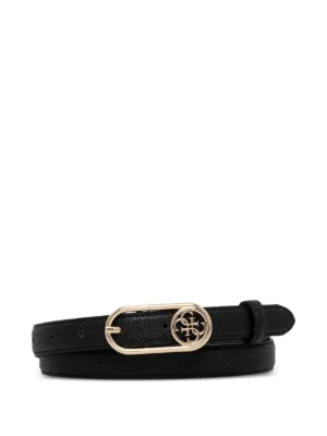 GUESS WOMAN BLACK SIGNITURE G -SILVER BUCKLE VINTAGE GUESS BELT GUESS Black and Brown Logo Print Belt with Gold Buckle  main image 4