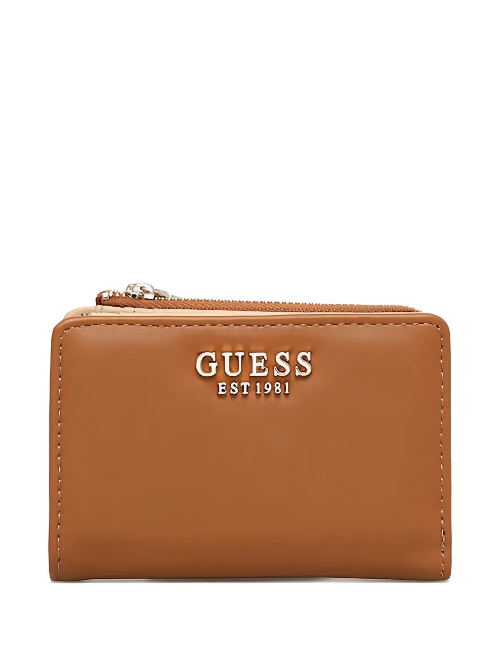 Guess Usa Logo-detail Wallet In Brown
