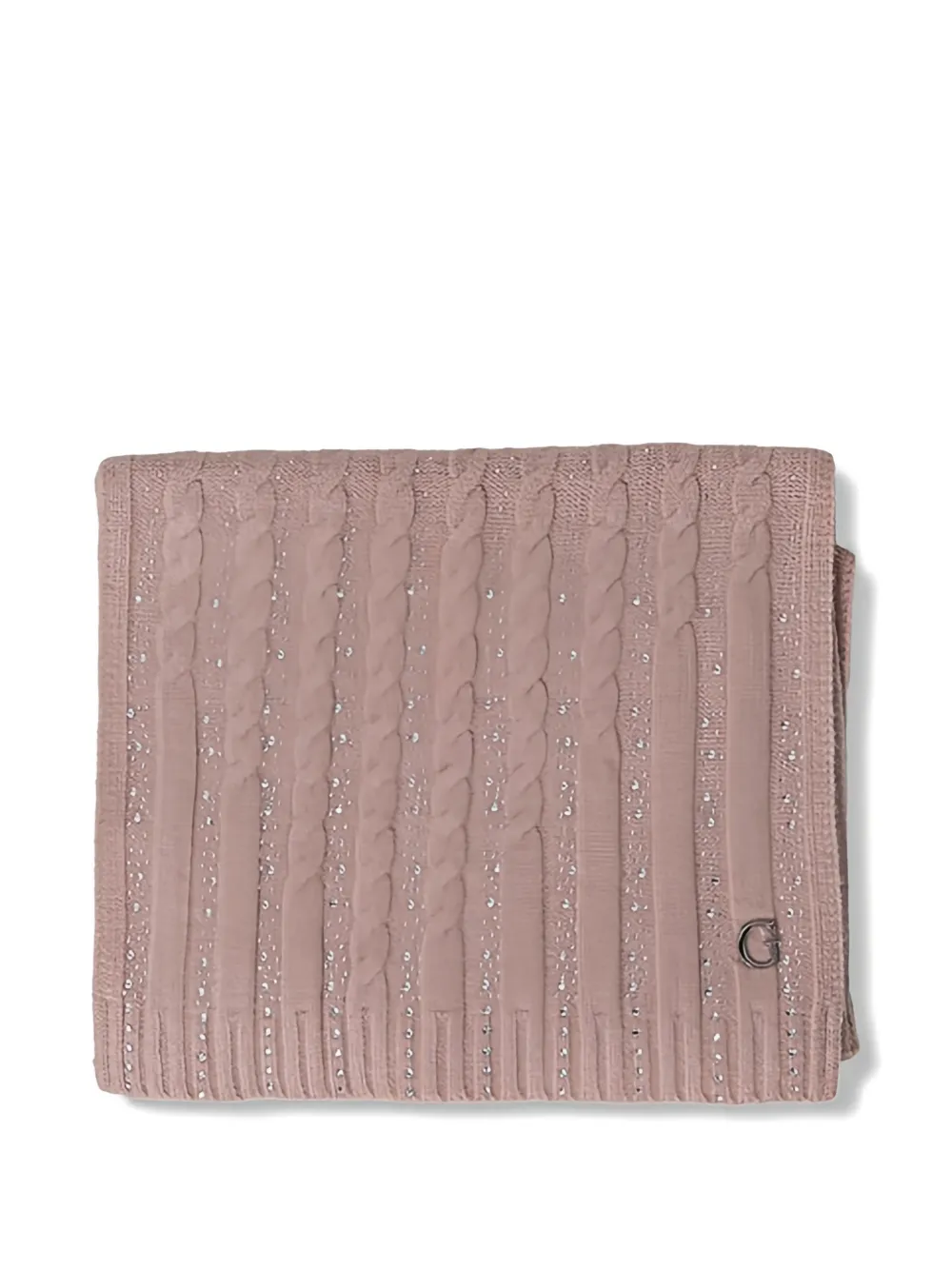Guess Usa Cable-knit Embellished Scarf In Brown