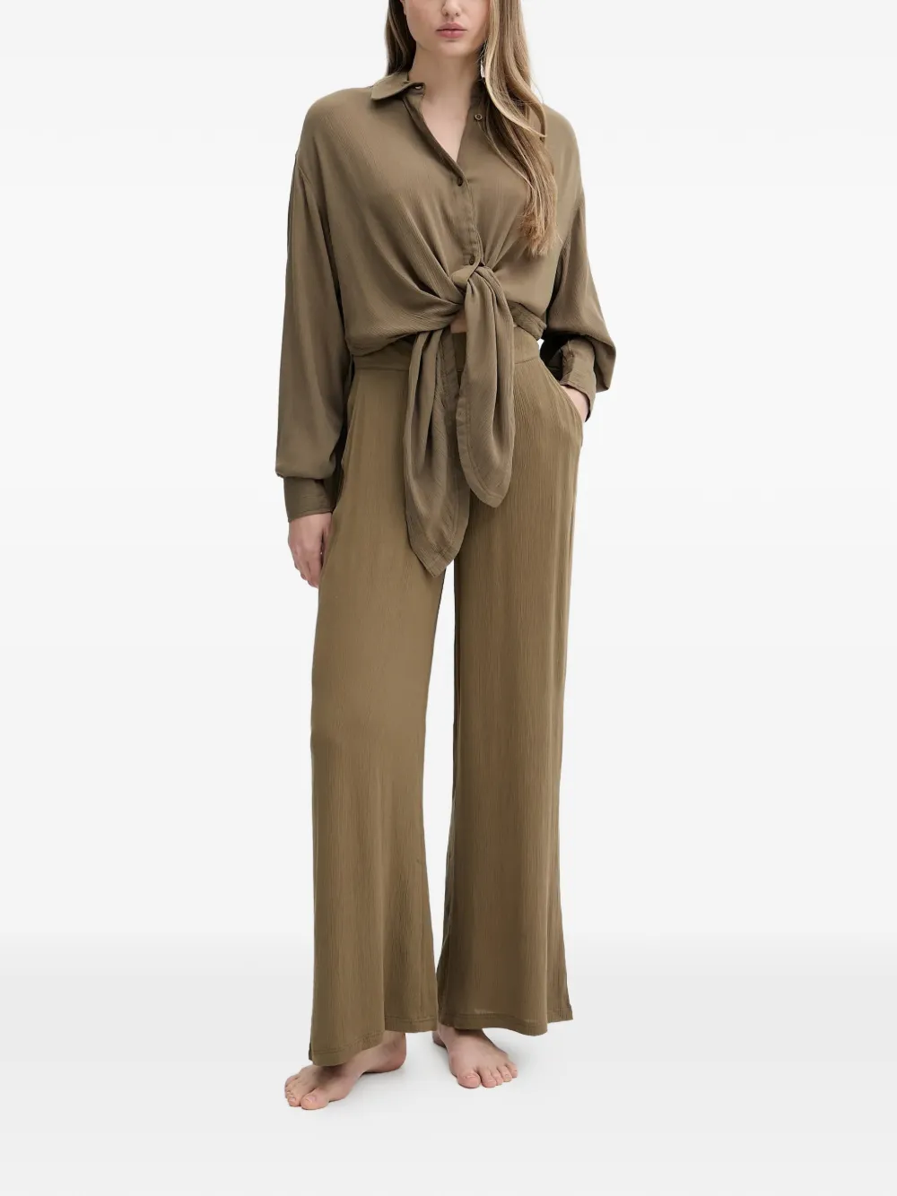 GUESS USA Palazzo broek met gekreukt effect Groen