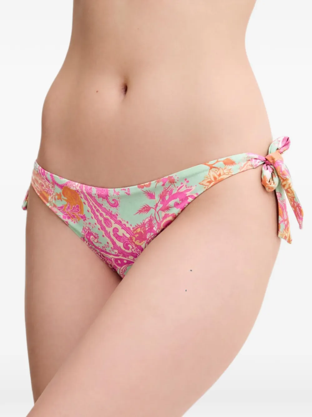 GUESS USA paisley-print side-tie bikini bottoms - Rosa