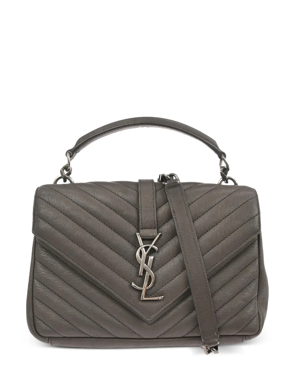 Saint Laurent Pre-Owned College chevron leather handbag - Grigio