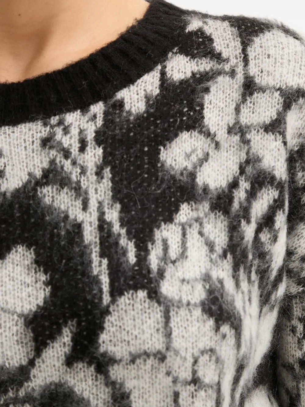 Benetton Gebreide trui met bloemenprint Zwart