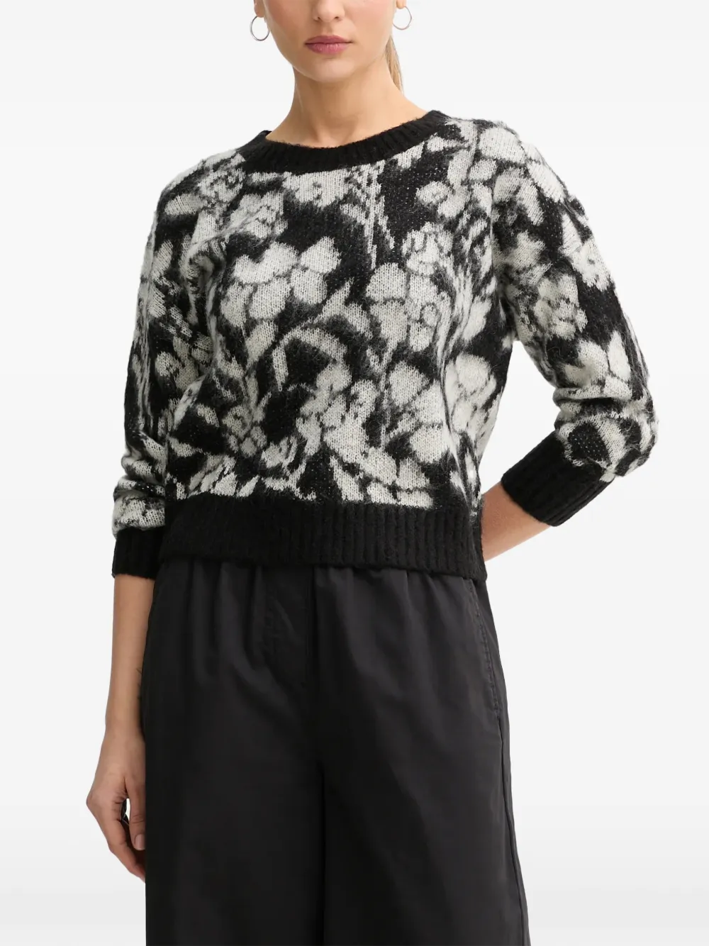 Benetton pull en maille intarsia - Noir Benetton pull en maille intarsia - Noir