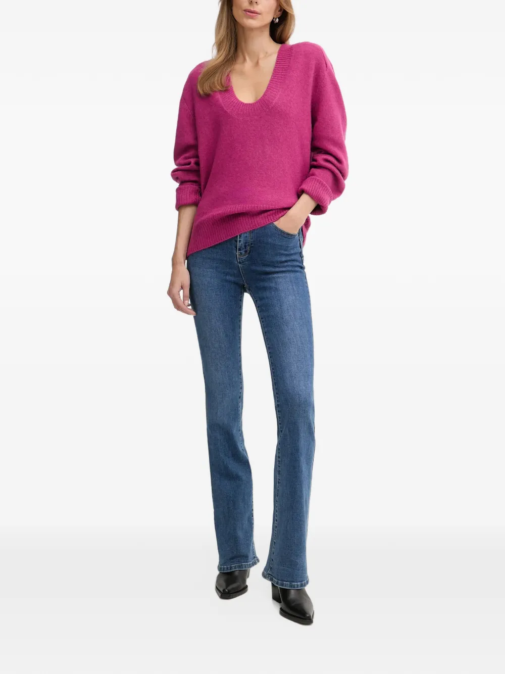 Benetton scoop-neck sweater Roze