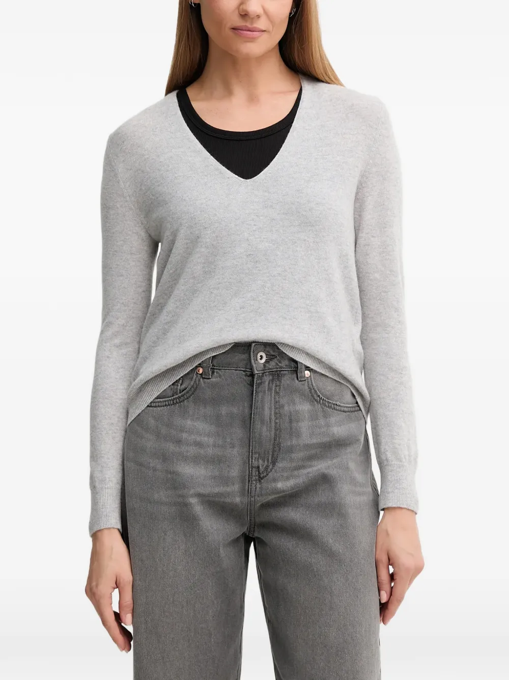 Benetton V-neck raglan-sleeve sweater - Grigio