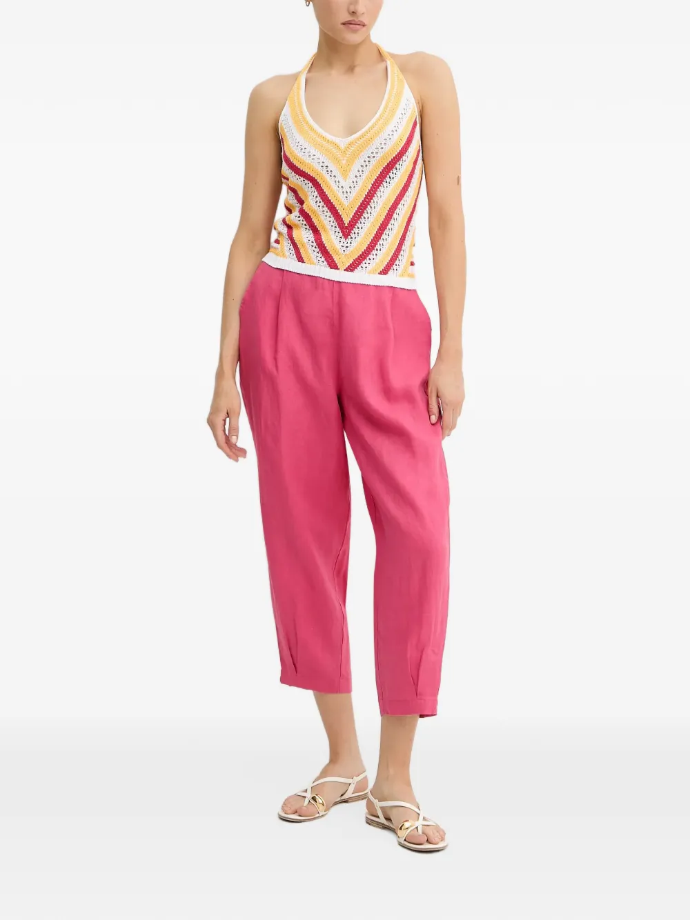 Benetton Broek met elastische taille Roze