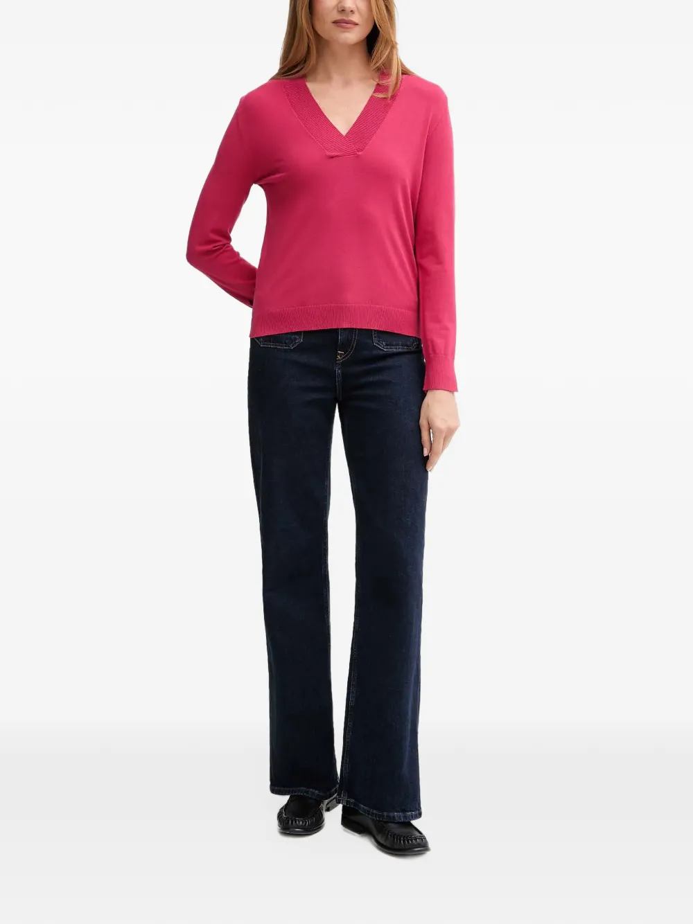 Benetton Trui met V-hals en lange mouwen Roze