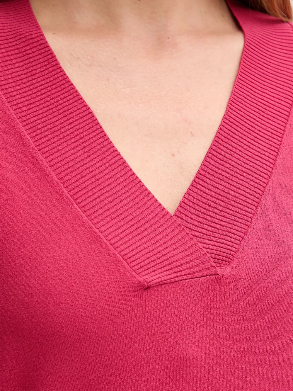 Benetton Trui met V-hals en lange mouwen Roze