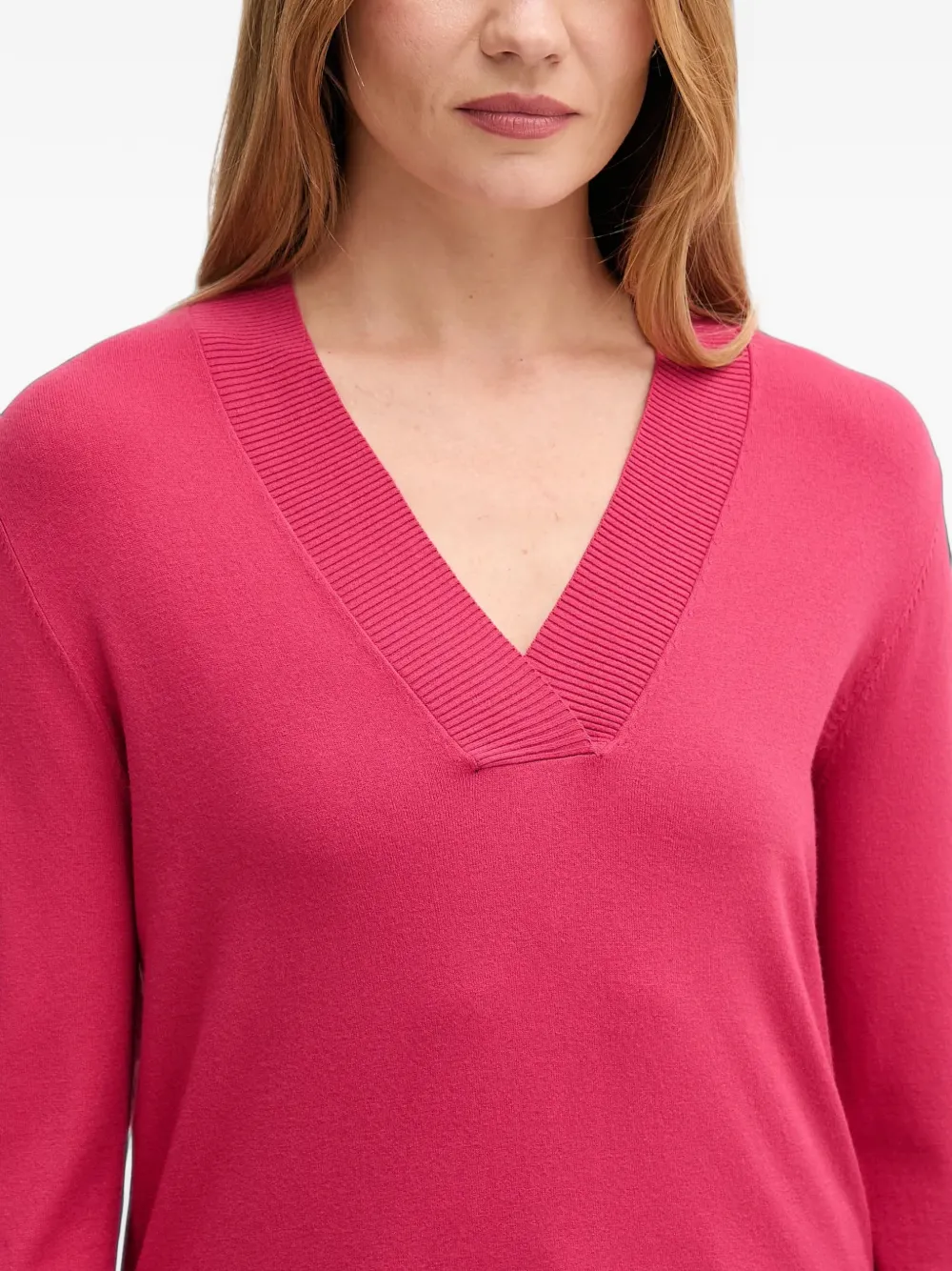Benetton Trui met V-hals en lange mouwen Roze
