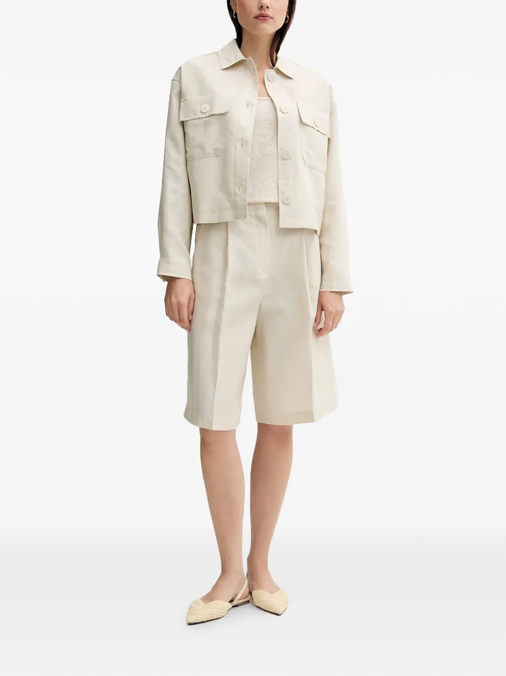 Benetton knee-length tailored shorts Beige