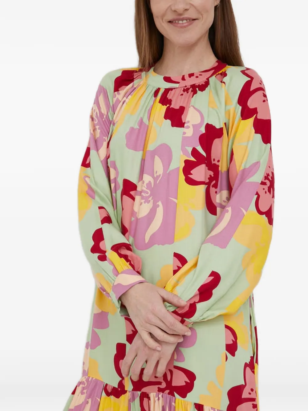 Benetton floral-print ruffled midi dress - Vert Benetton floral-print ruffled midi dress - Vert