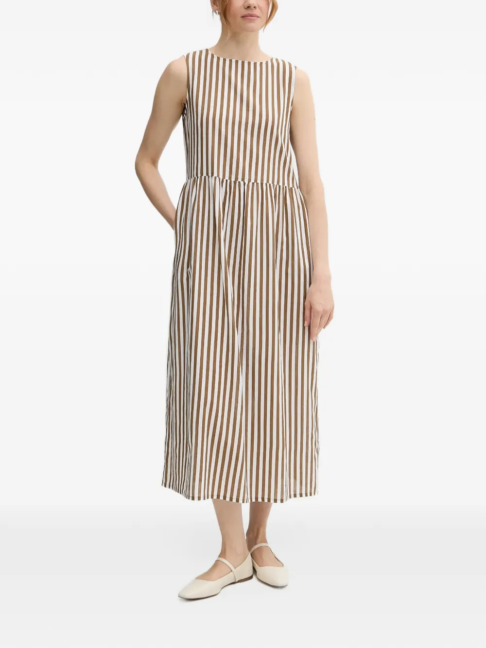 Benetton vertical-stripe sleeveless midi dress - Marron Benetton vertical-stripe sleeveless midi dress - Marron