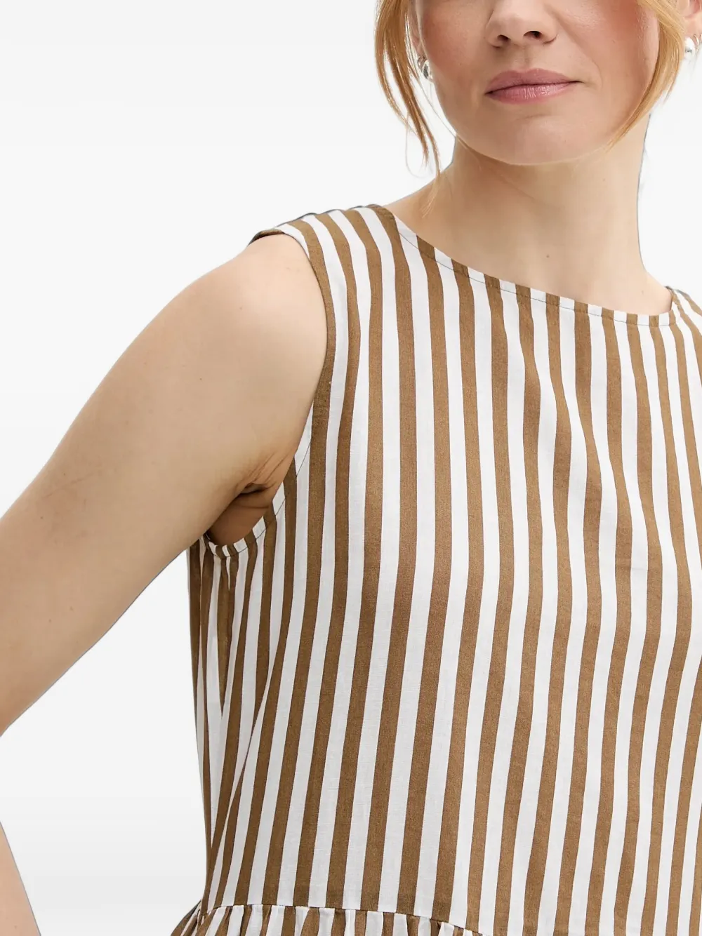 Benetton Mouwloze midi-jurk met verticale streep Bruin