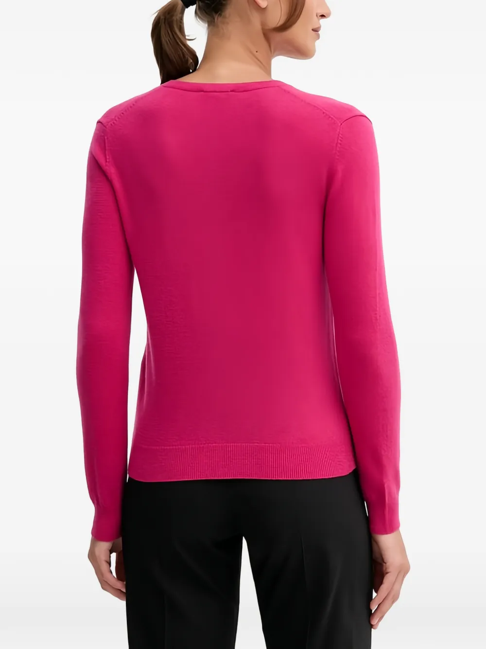 Benetton Wollen vest met lange mouwen en knopen Roze