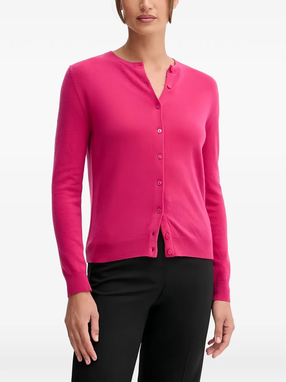 Benetton Cardigan in lana con bottoni - Rosa